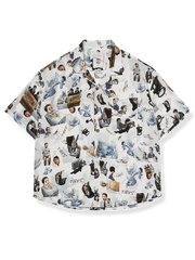 石田徹也のアートプリントが施された個性的なアロハシャツ