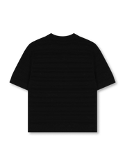 テクスチャードストライプクルーネックニット