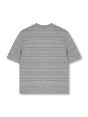 テクスチャードストライプクルーネックニット