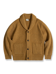 オーストラリア産メリノウール混紡素材の厚手ニットカーディガン。