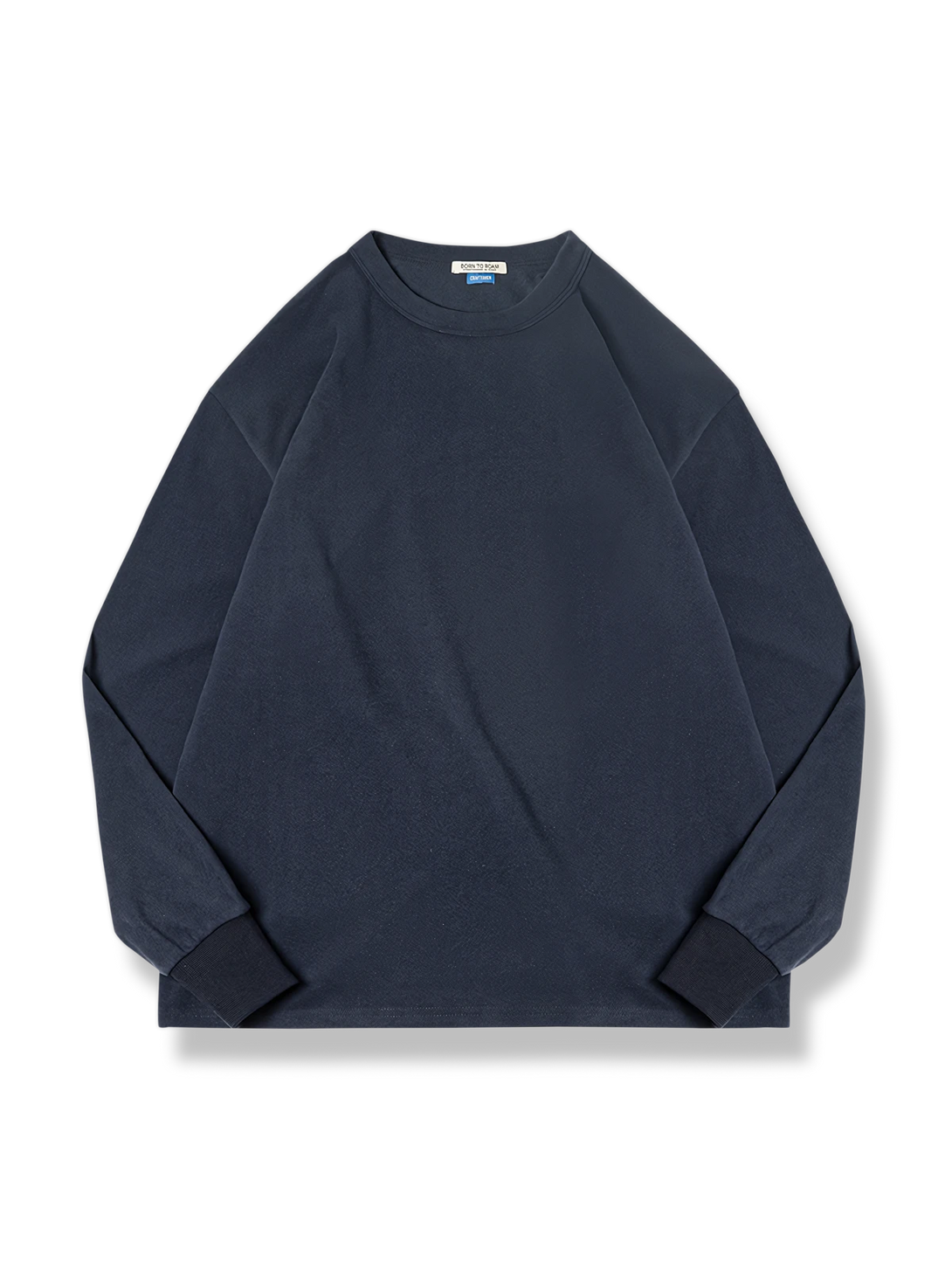 ３色コントラストパネル入りフリース裏地長袖Tシャツ