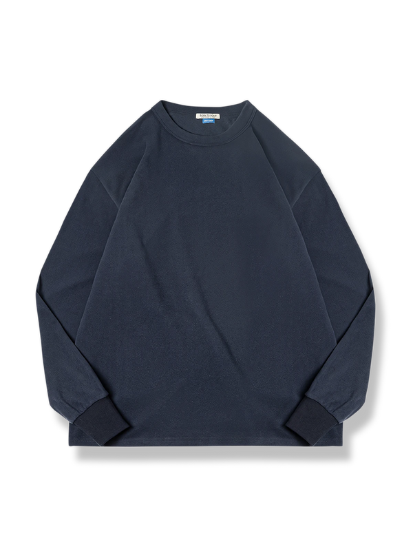 ３色コントラストパネル入りフリース裏地長袖Tシャツ