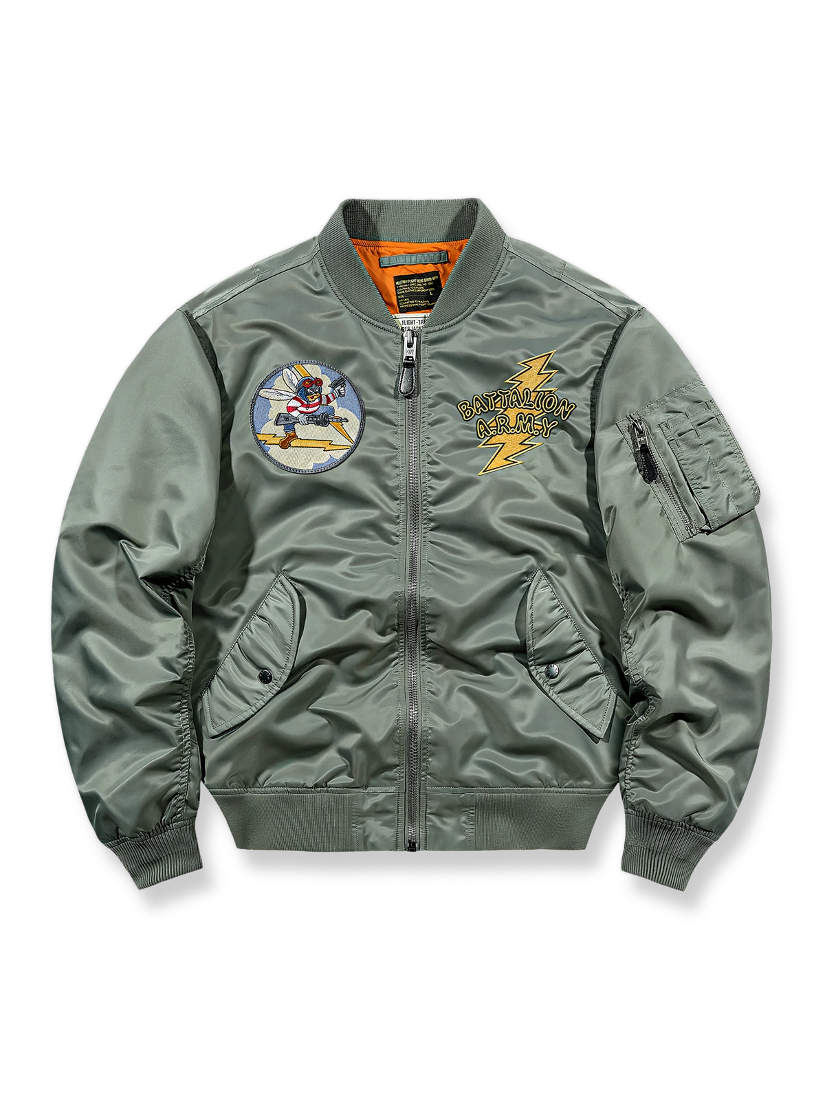 刺繍入り3色展開の防水ナイロンMA-1ジャケット