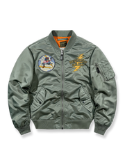 刺繍入り3色展開の防水ナイロンMA-1ジャケット