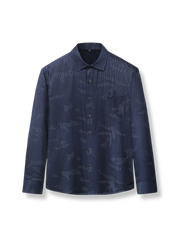  裏フリース付き３色ストライプのスリムフィットビジネスシャツ