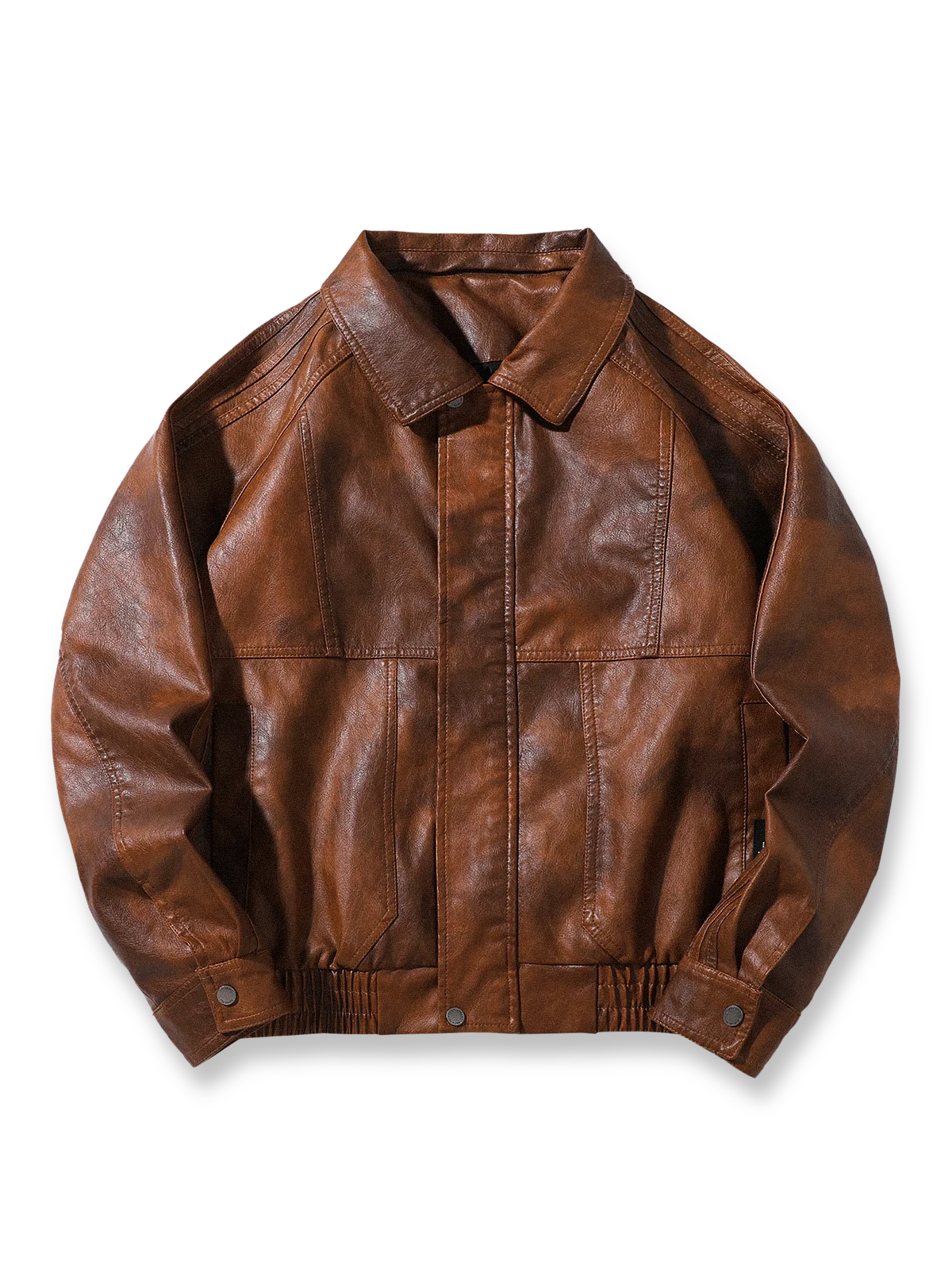 3本ラインが映えるPUレザージャケット