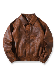 3本ラインが映えるPUレザージャケット