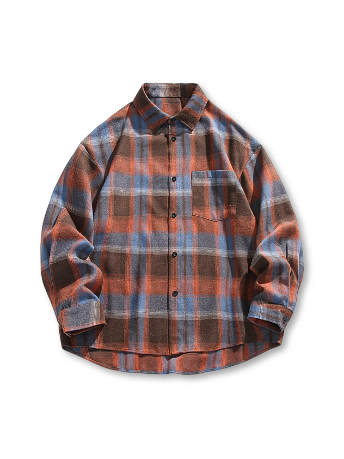 タータンチェックとタイダイ染めが融合した耐久性の高いヴィンテージ風シャツ
