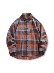 タータンチェックとタイダイ染めが融合した耐久性の高いヴィンテージ風シャツ