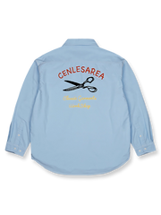 ツール刺繍入りヴィンテージ風ワークオックスフォードシャツ