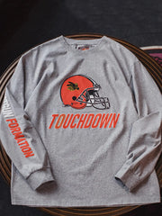 TOUCHDOWN フットボールヘルメット刺繍長袖Tシャツ