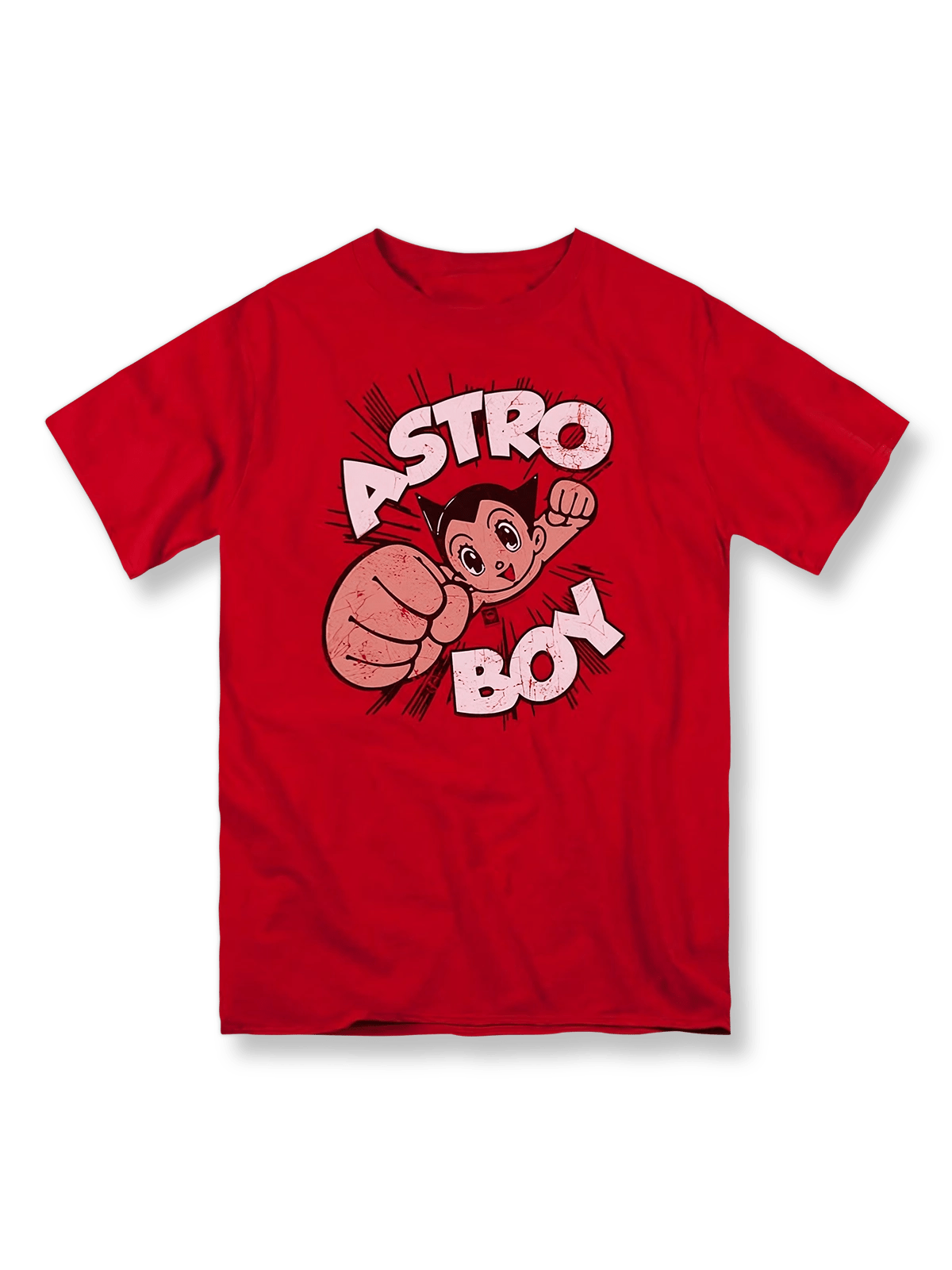 『鉄腕アトム』カートゥーンプリントTシャツ正面図、力強いアトムのイメージ