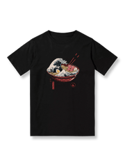 製品画像: 海浪とラーメンのプリントTシャツの全体像