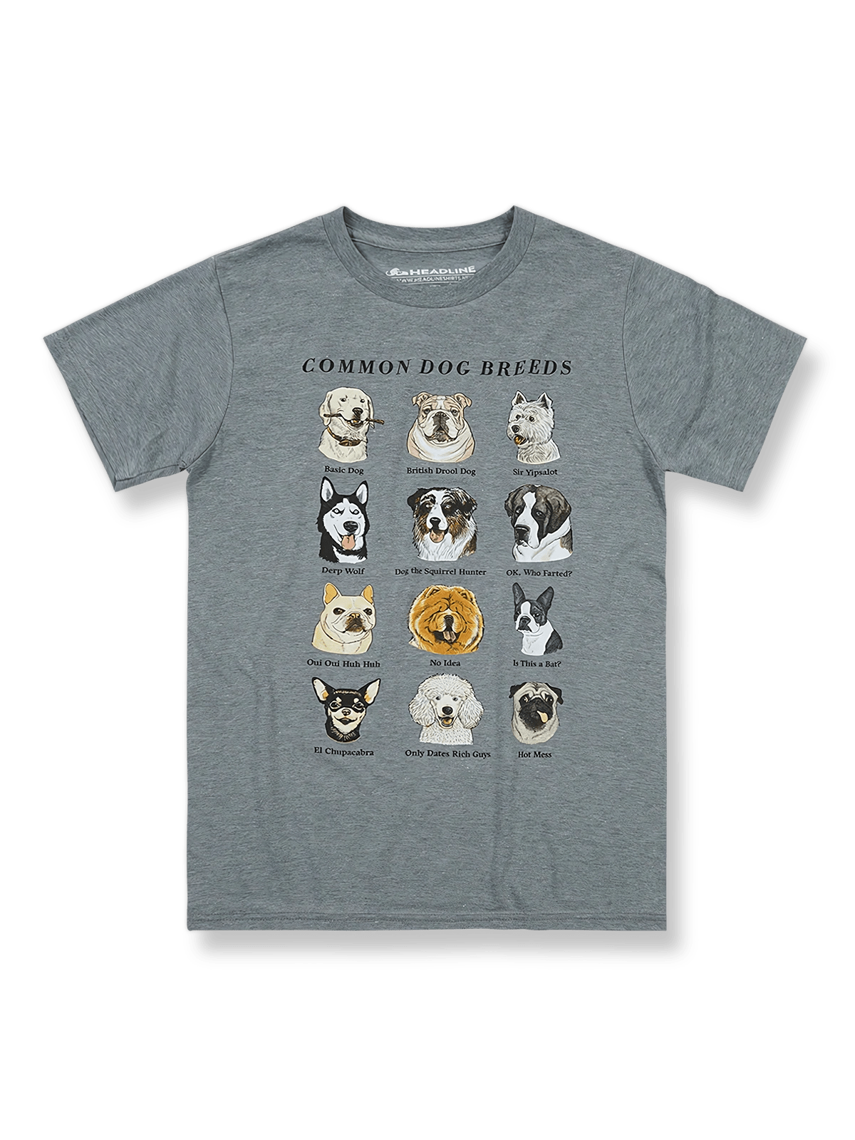 製品画像: ネコと犬の種類プリントTシャツの全体像