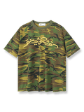 製品画像：カモフラージュスローガン半袖Tシャツ正面図
