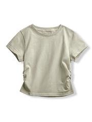 製品画像: ギャザー付きクロップトップ半袖Tシャツ全体像