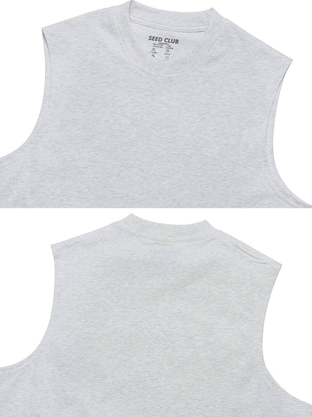 超快適ソロナ長繊維コットン混紡ノースリーブTシャツ細部図