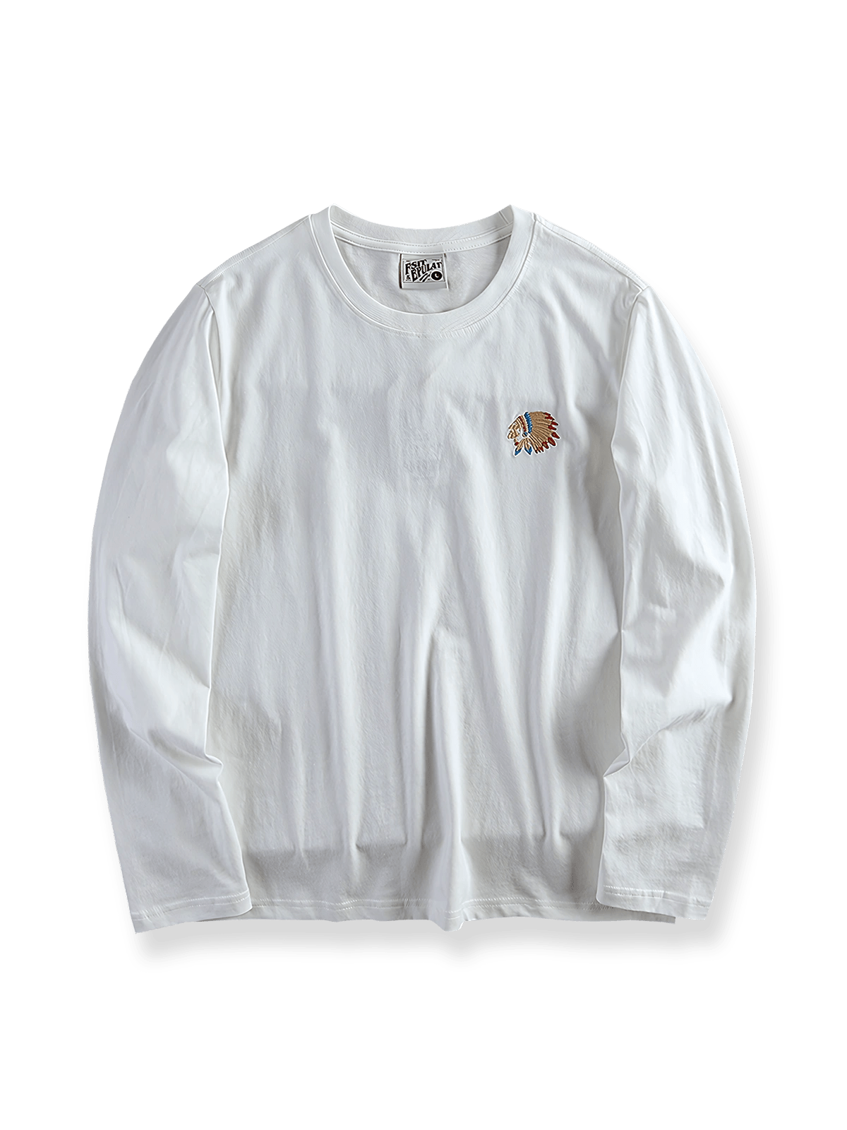 製品画像: インディアン刺繍が施されたコットンロングスリーブTシャツの全体像