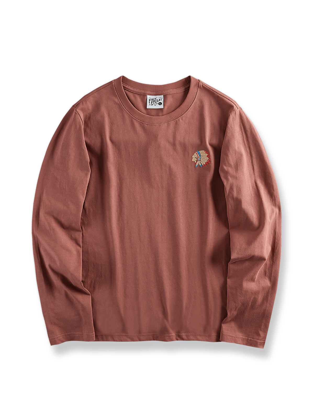 製品画像: インディアン刺繍が施されたコットンロングスリーブTシャツの全体像