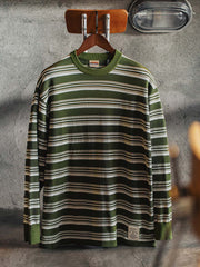 カラーブロックストライプ長袖Tシャツ