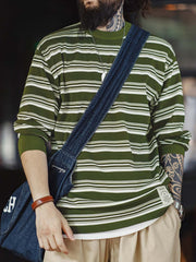 カラーブロックストライプ長袖Tシャツ
