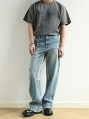 ウォッシュ スノーフレーク ヴィンテージ風 半袖Tシャツ