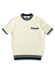 製品画像: カラーリブアメリカンレトロニット半袖Tシャツ正面図