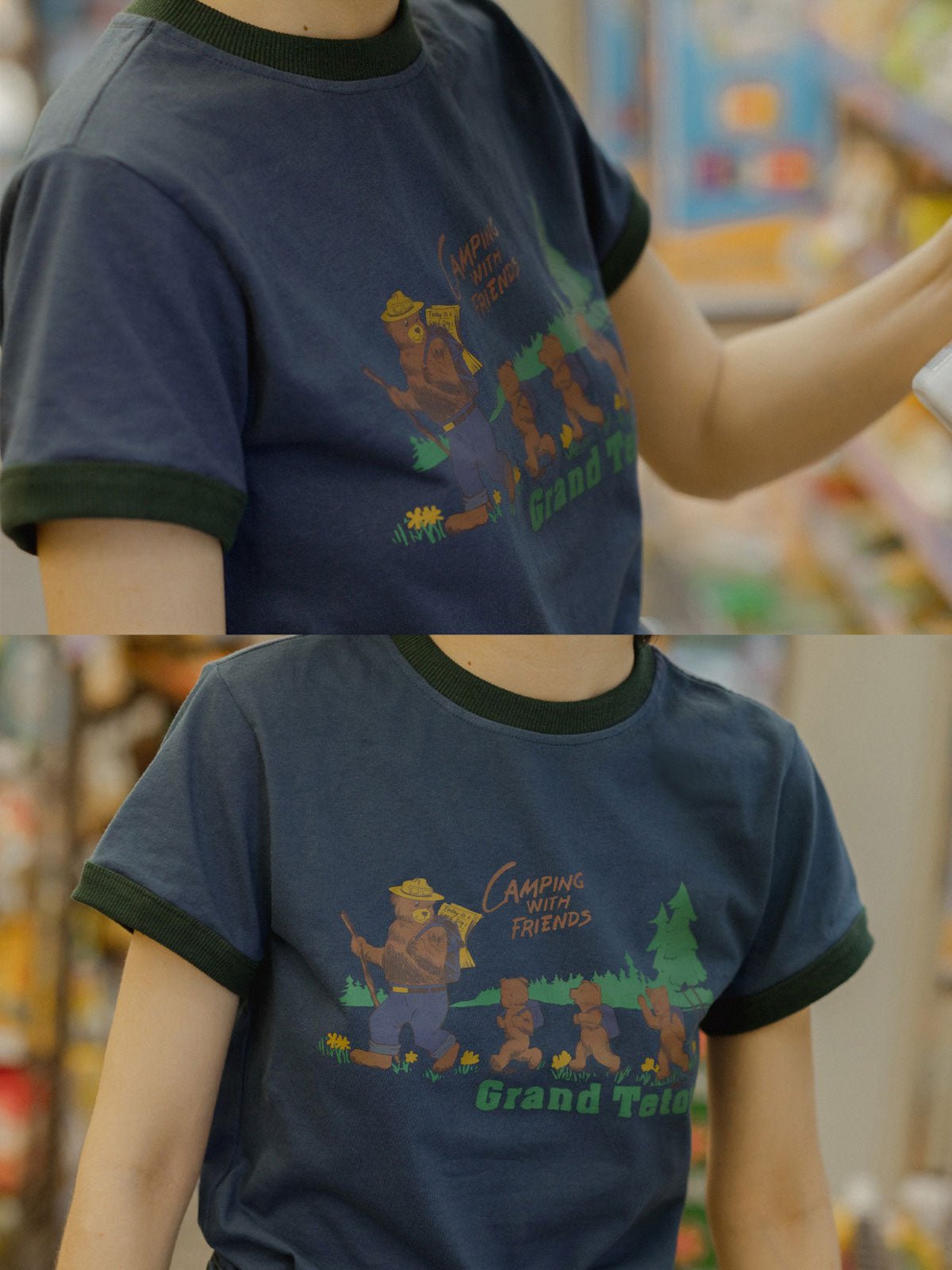 ベアキャンプのカートゥーンプリントの詳細クローズアップ