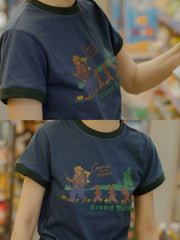 ベアキャンプのカートゥーンプリントの詳細クローズアップ