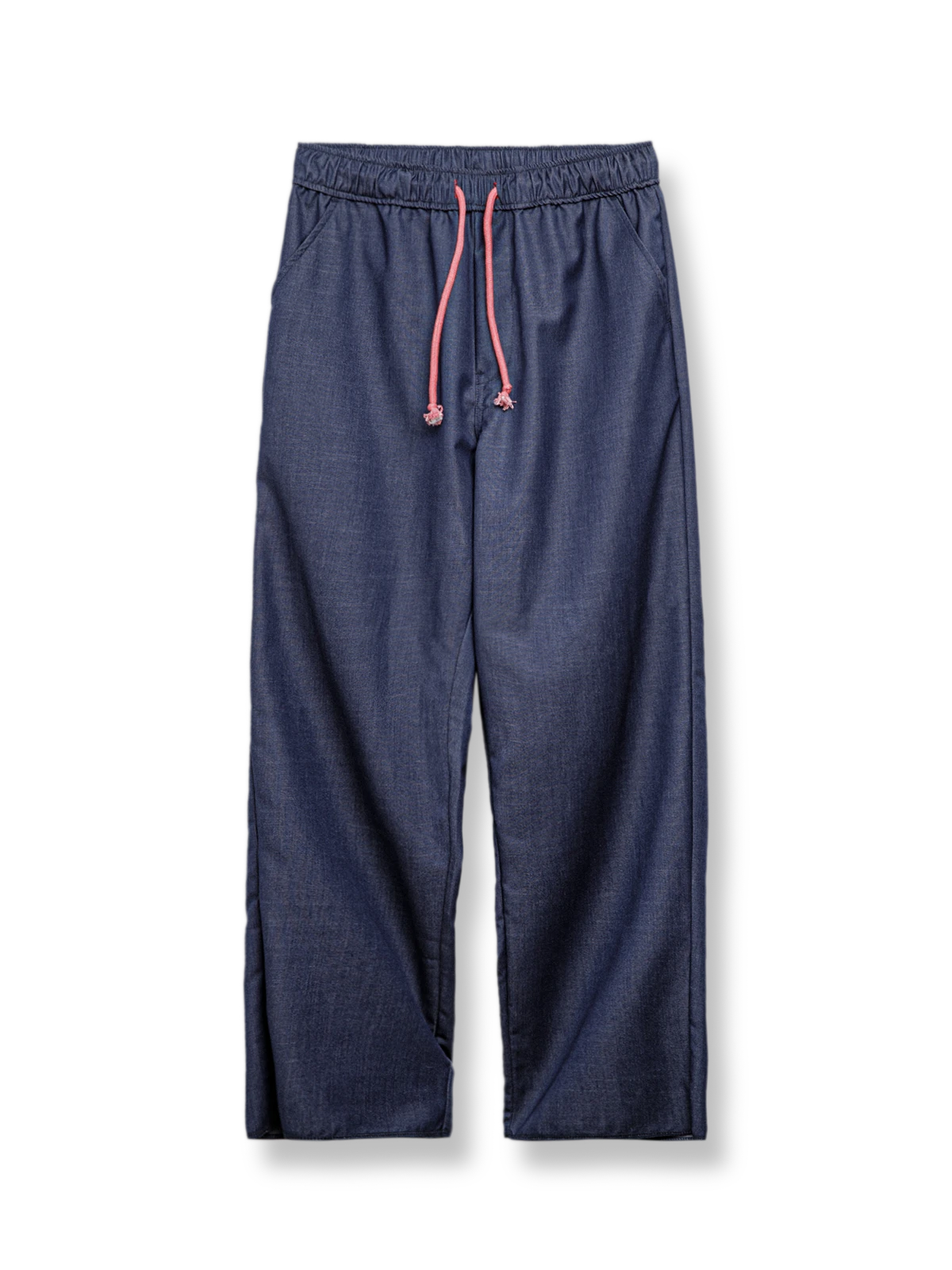 美しいドレープが特徴のTR生地ドローストリングテーパードパンツ