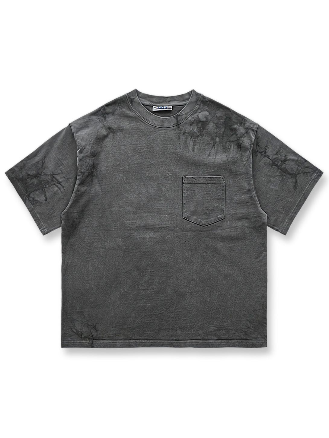 古法草木染めでグレーに染色された半袖Tシャツの前面が見える商品画像