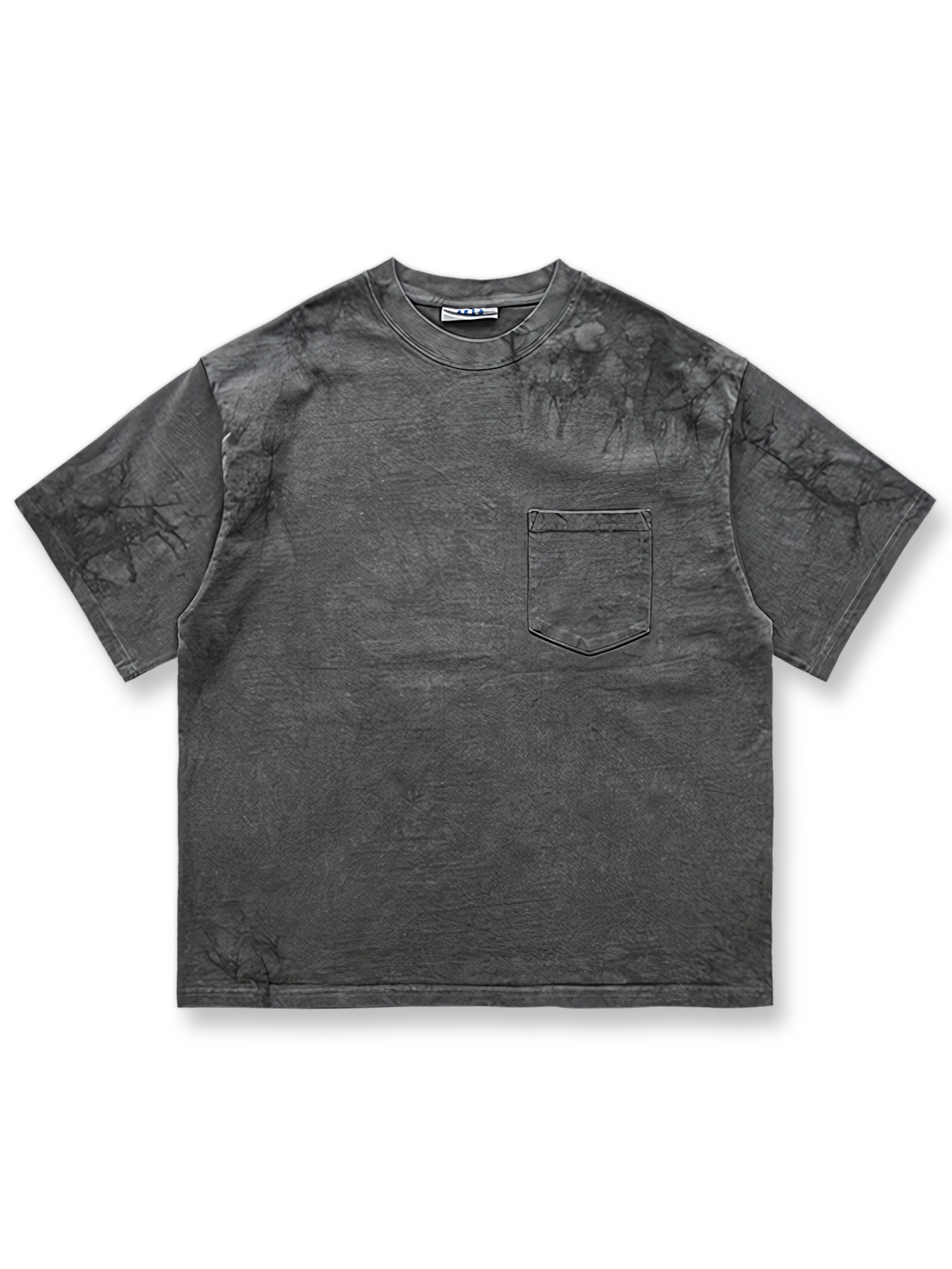 古法草木染めでグレーに染色された半袖Tシャツの前面が見える商品画像