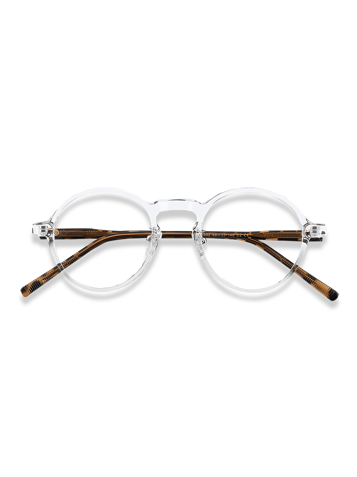 クリアホワイトフレームとべっ甲テンプルのブルーライトカットメガネ