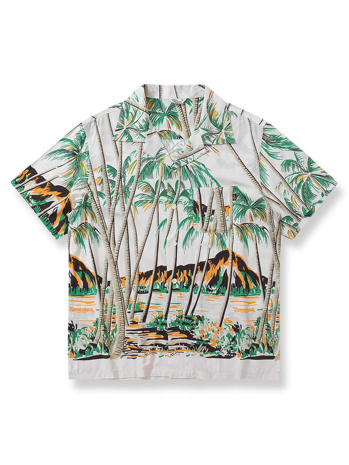 トロピカルココナッツ柄アロハシャツ。