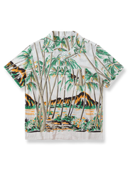 トロピカルココナッツ柄アロハシャツ。
