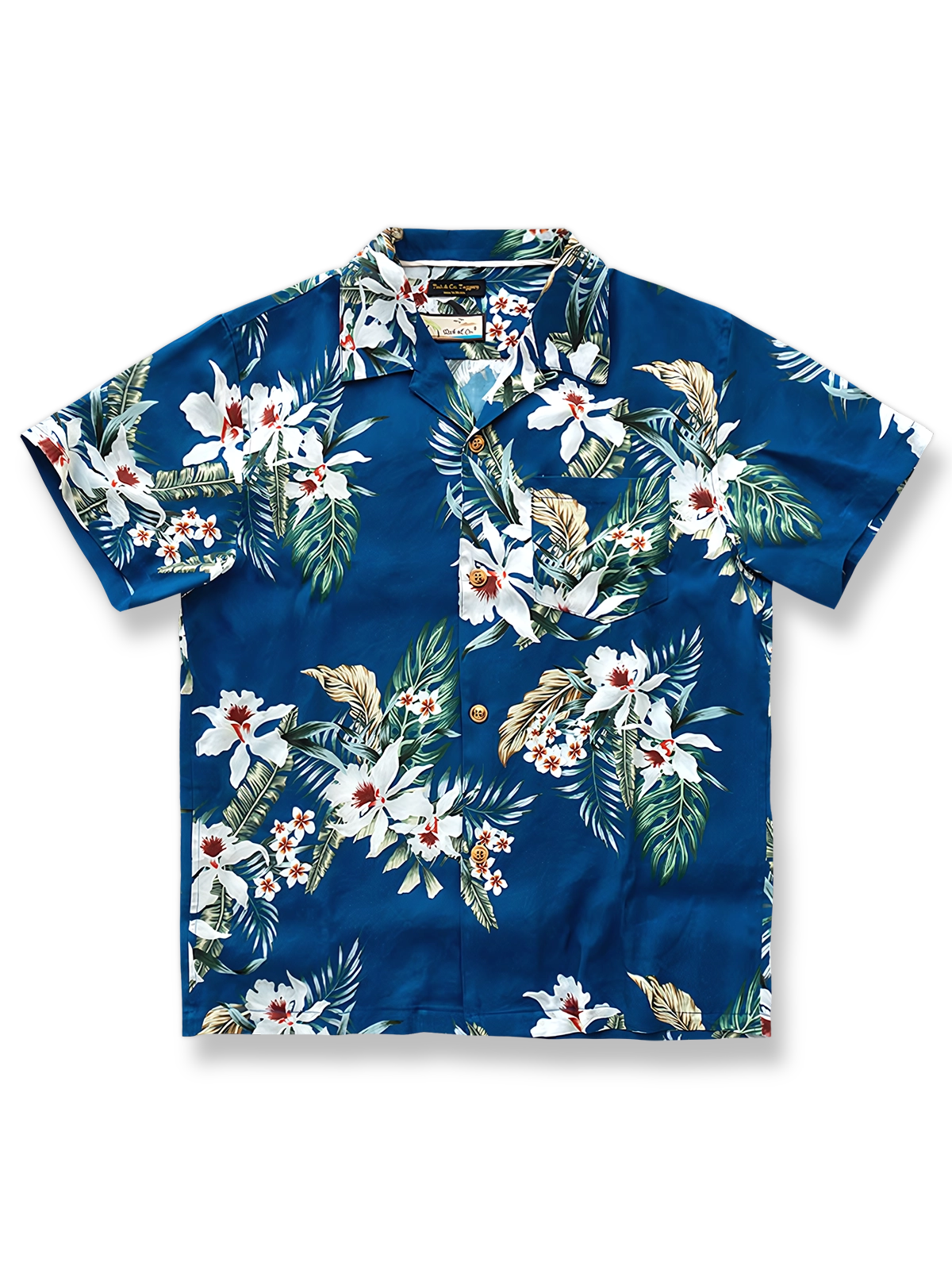 トロピカルフラワー柄のクラシックハワイアンシャツ