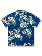 トロピカルフラワー柄のクラシックハワイアンシャツ