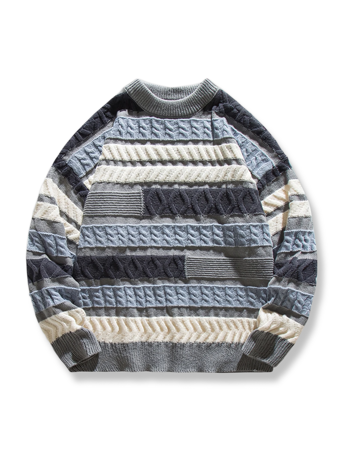 2色切り替えラウンドネックニットセーター