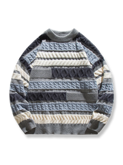 2色切り替えラウンドネックニットセーター