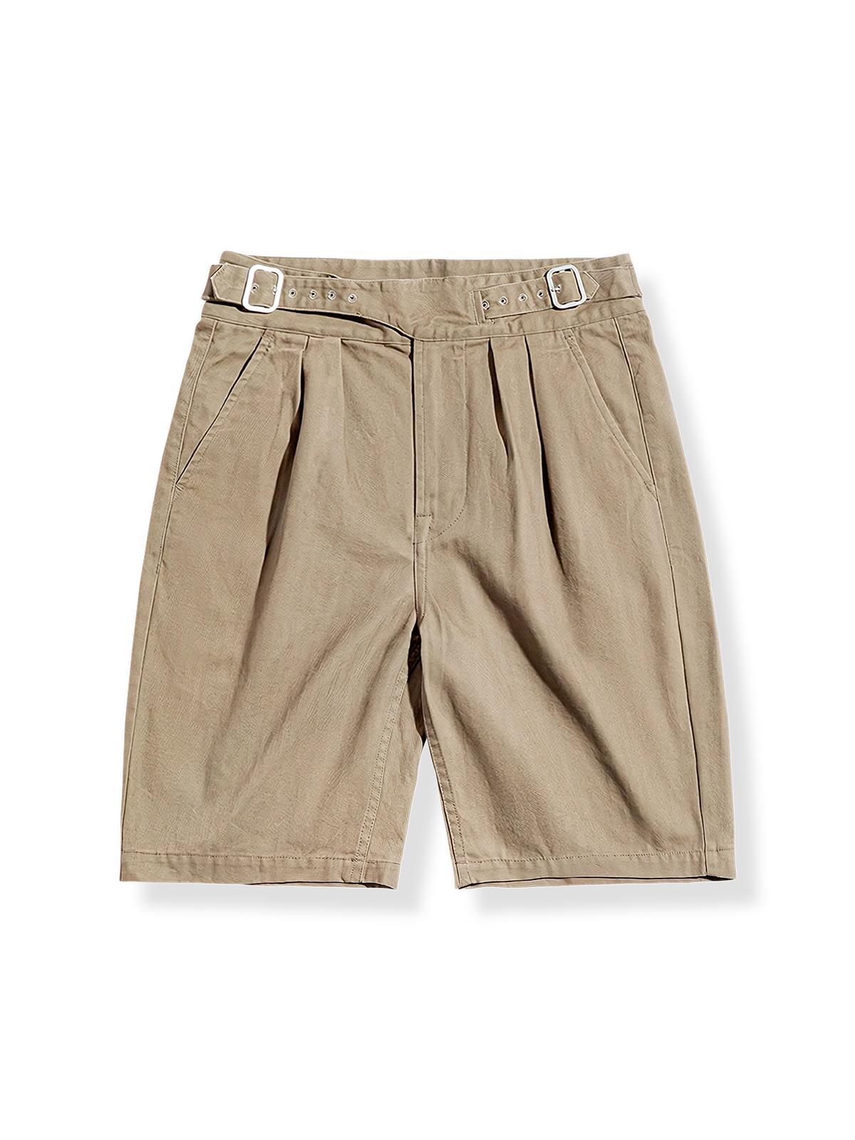  2つタックとウエストベルトが特徴のグルカショートパンツ