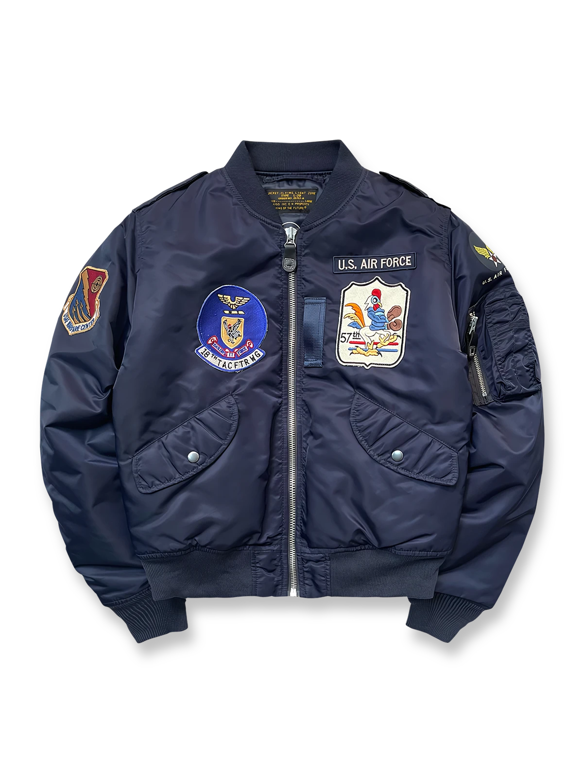 刺繍ワッペン付きのL‑2Aフライトジャケット。
