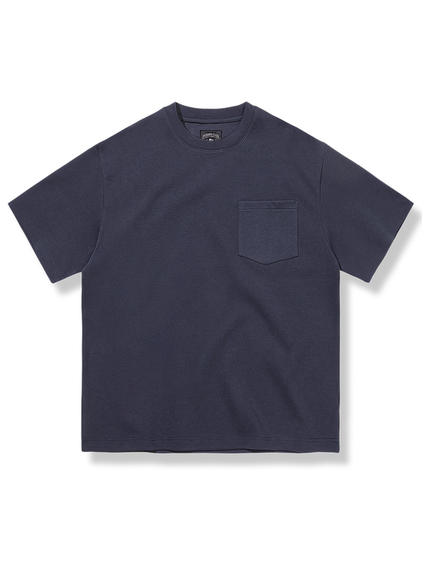 UPF40+対応無地丸襟Tシャツ、ブルー、ルーズフィット、通気性と吸湿性に優れた素材