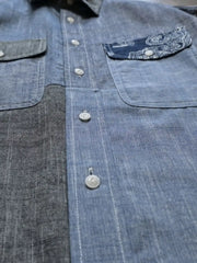 ヴィンテージコットン ペイズリーパッチワーク 長袖シャツ