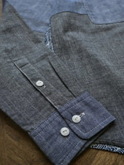 ヴィンテージコットン ペイズリーパッチワーク 長袖シャツ