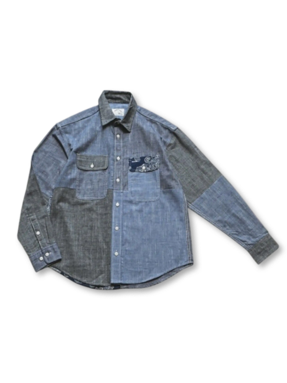 メンズ コットン ペイズリーパッチワーク 長袖シャツ ヴィンテージ風 ルーズフィット