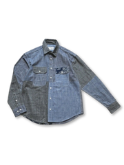 メンズ コットン ペイズリーパッチワーク 長袖シャツ ヴィンテージ風 ルーズフィット