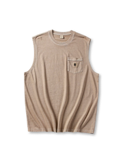 ヴィンテージウォッシュポケットベストの全身正面ビュー