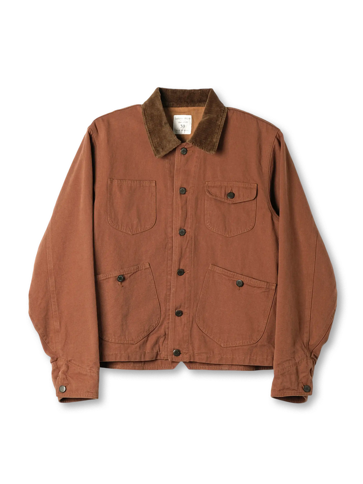 ヴィンテージワークポケットジャケット ブラウン コーデュロイ襟 ワークスタイル アメカジ メンズ ヴィンテージ ジャケット
