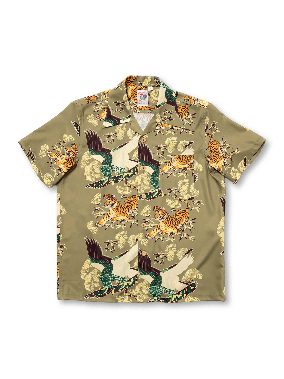  虎と孔雀のプリントが特徴の1950年代ヴィンテージ開襟シャツ