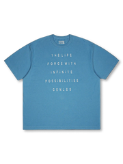 割れや擦れを再現したビンテージ風プリントが特徴の厚手コットン天竺Tシャツ